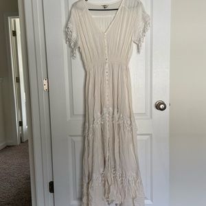 Jaase White Crochet Accent Maxi Dress Beach Coverup (XL)